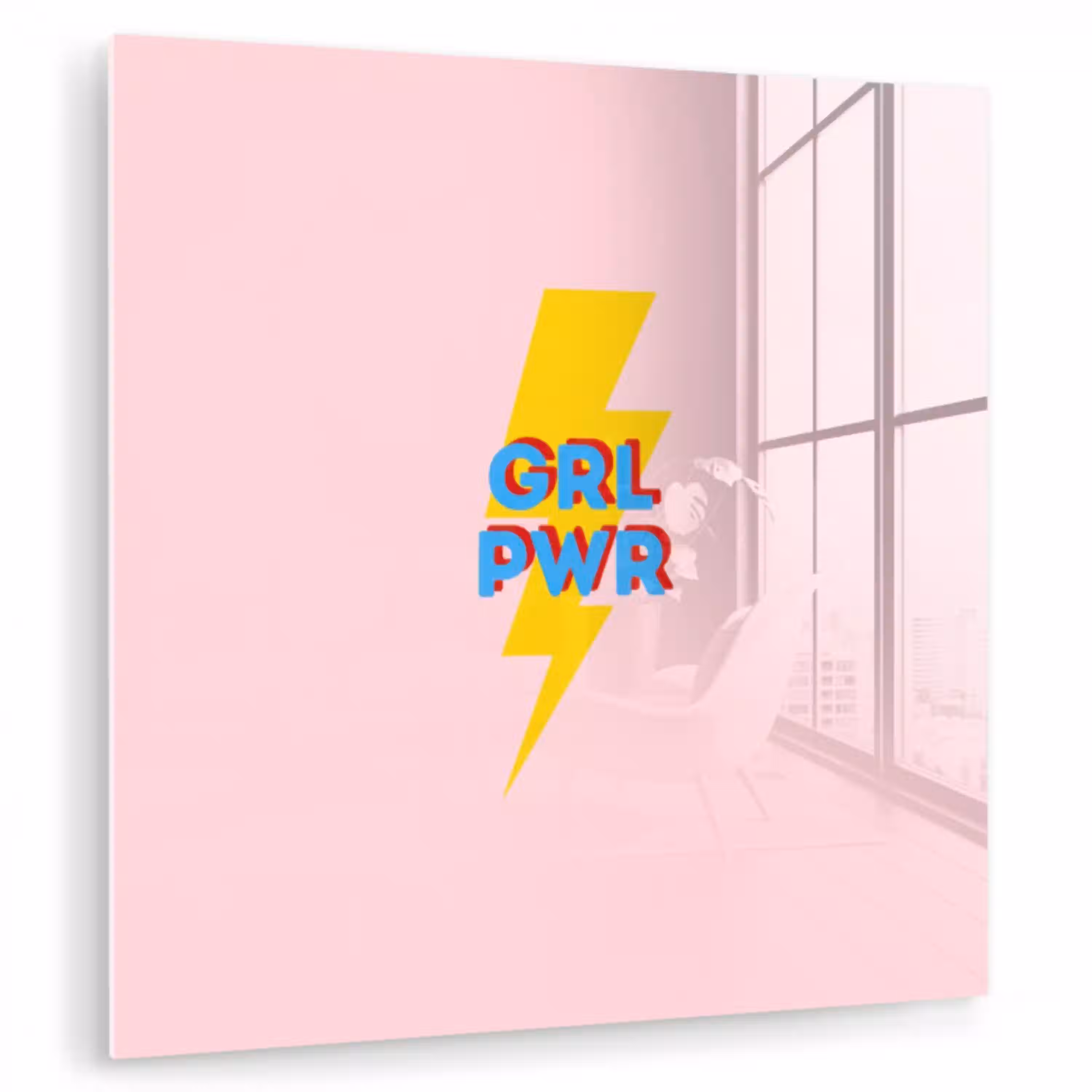 Grl pwr - Bliksem - Roze plexiglas 5mm klein -zzzproduct_nieuw
