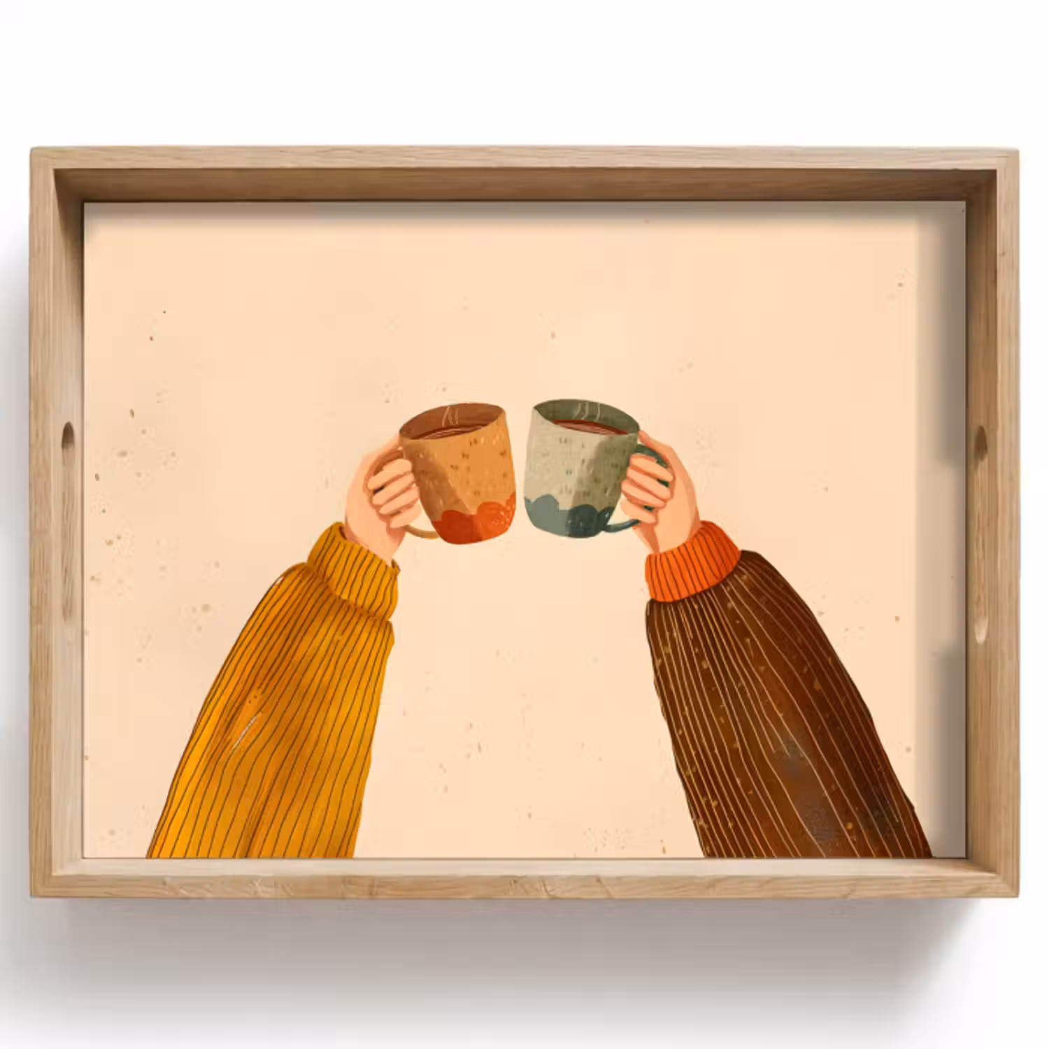 Dienblad - Illustratie - Mokken - Proosten - Bruin