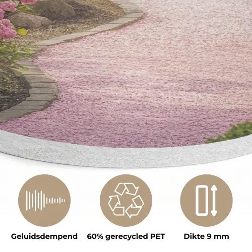 Kersenbloesem - Natuur - Sakura - Pad - Japanse tuin Akoestische PET Vilt - Rond klein -closeup_NL