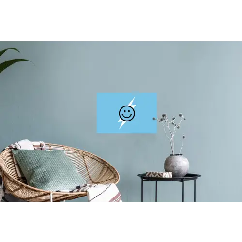 Smiley - Blauw - Bliksem Muursticker klein -plant