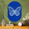 Vlinder - Wit - Getekend - Stippen Wandcirkel Ovaal Glas middel -sfeer2