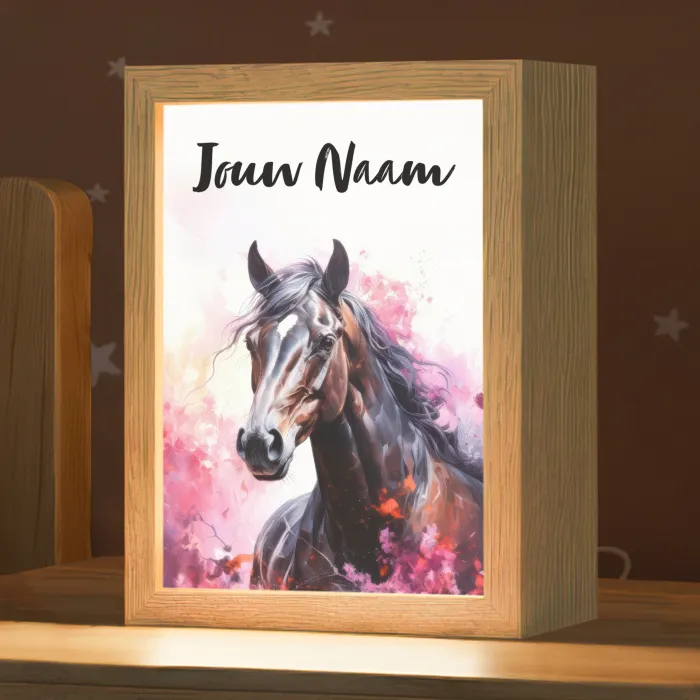 Paard - Dieren - Meisje - Roze Light Box met kabel (Kinderlampje) klein -zzz_3d_website