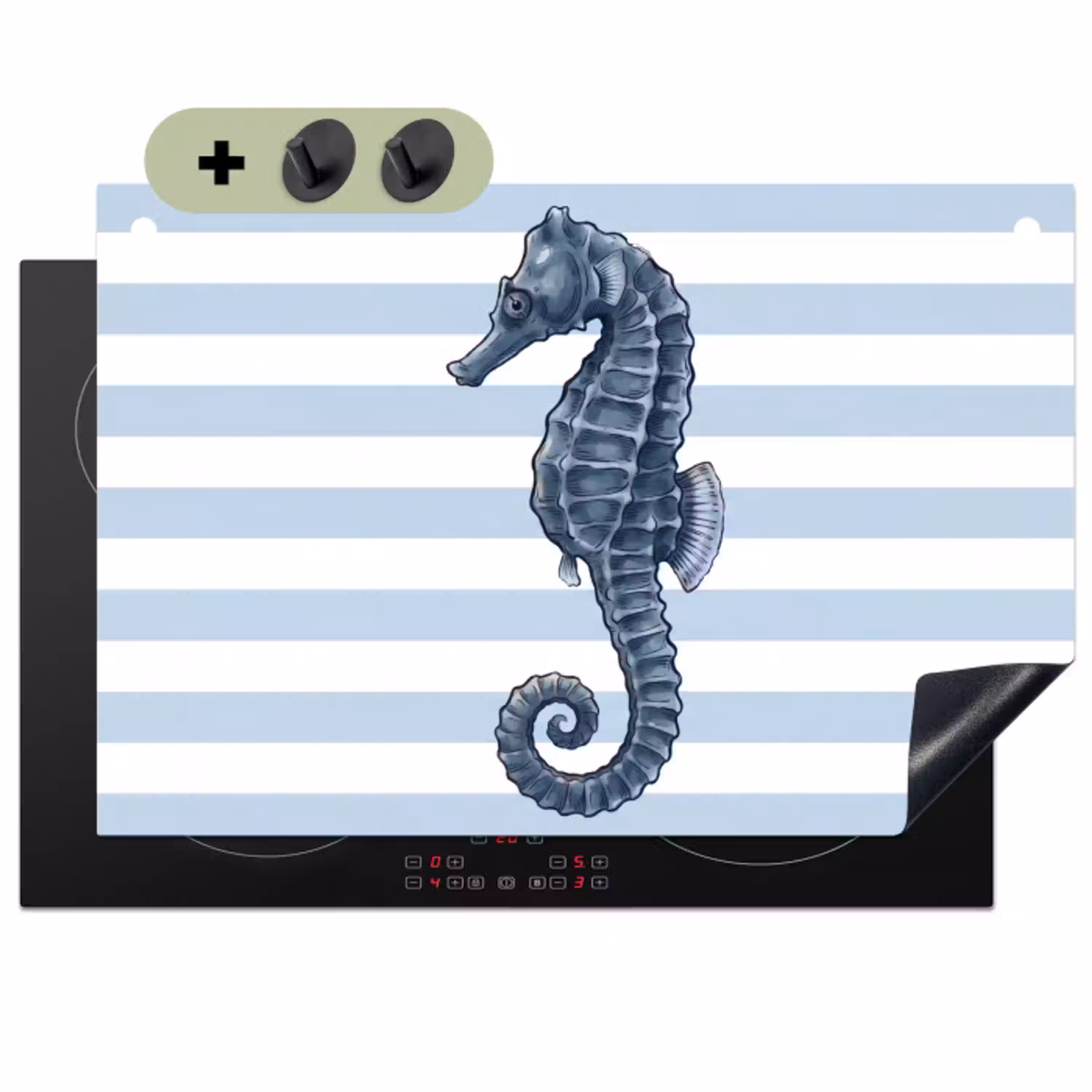 Vis - Oceaan - Illustratie - Blauw - Strepen Inductie beschemer met haakjes klein -3d