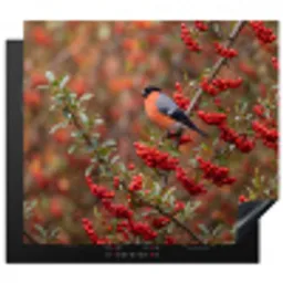 Goudvink - Bessen - Herfst - Natuur - Kleurrijk Inductie beschermer vinyl 3mm middel -3d
