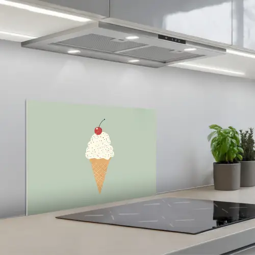 Illustratie - Ijsje - Spikkels - Kers keuken achterwand spatscherm klein -3d_schuin