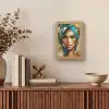 Vrouw - Portret - Goud - Luxe - Blauw Light Box met kabel (Tafellamp) klein -sfeer2