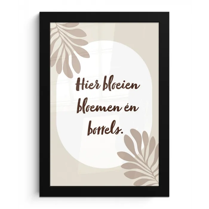 Bloemen - Quote - Zomer - Beige fotolijst zwart zonder passe partout klein -3d