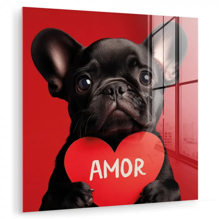 Amor - Hond  - Hartje - Rood plexiglas 5mm klein -zzzproduct_nieuw
