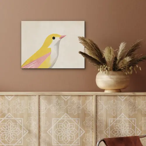 Vogel - Minimalistisch - Geel PET vilt klein -sfeer4