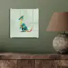 Staart - Dino - Minimalistisch - Blauw plexiglas 5mm klein -sfeer3