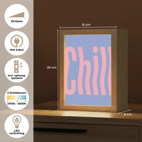 Chill - Roze - Blauw - Golvend Light Box met kabel (Tafellamp) klein -USP_NL
