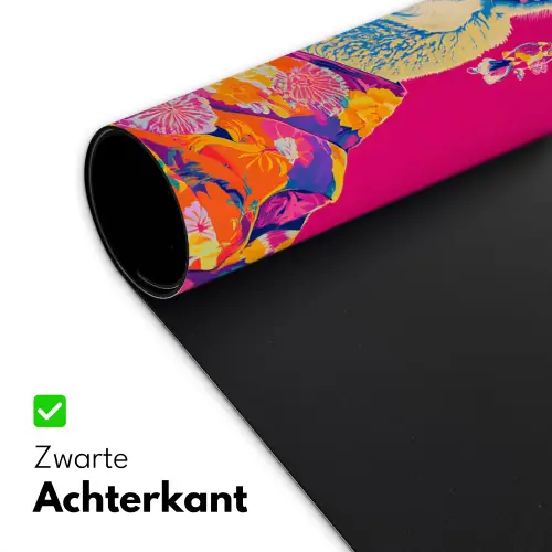 Lama - Kimono - Bloemenkrans - Felroze Muismat XXL klein -sfeer2