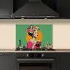 Retro - Vrouw - Stad - Zon keuken achterwand spatscherm klein -sfeer1