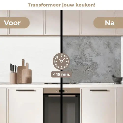 Patroon - Grijs - Oud - Beton keuken achterwand 2 middel 871 -voor-na2_NL