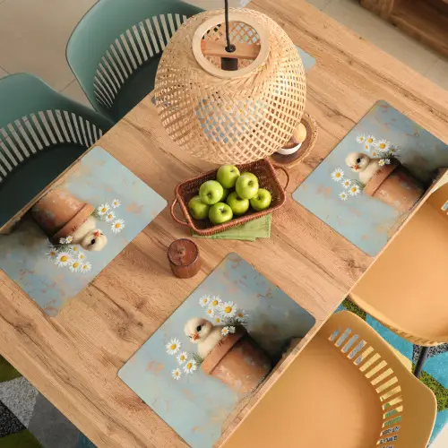 Bloempot - Kuiken - Bloemetjes Placemat vinyl groot -zzsfeer5_Kitchenyeah-website