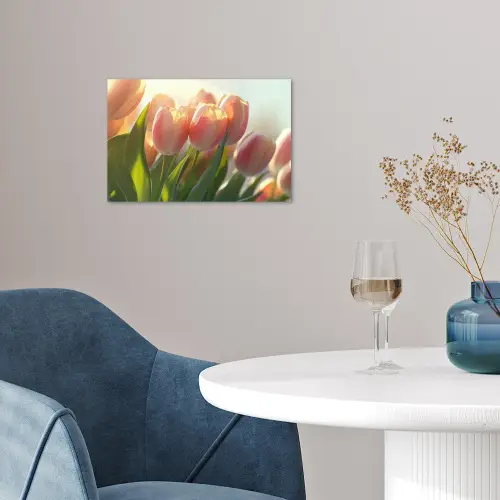 Tulpen - Roze - Zonnestralen poster papier klein -sfeer3