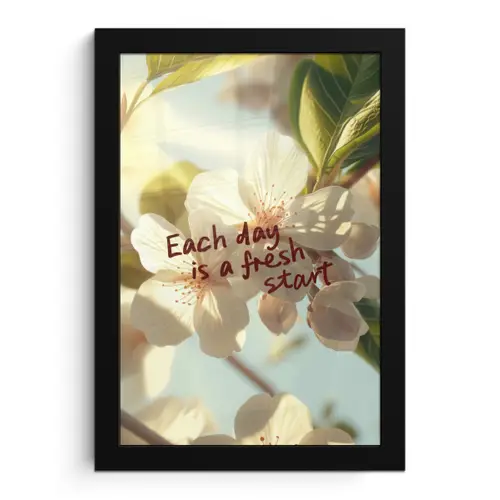 Bloesems - Zonlicht - Quote - Wit fotolijst zwart zonder passe partout klein -3d