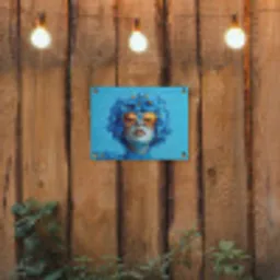 Vrouw - Bloem - Blauw - Modern - Bril - Portret tuinposter los doek klein -sfeer1