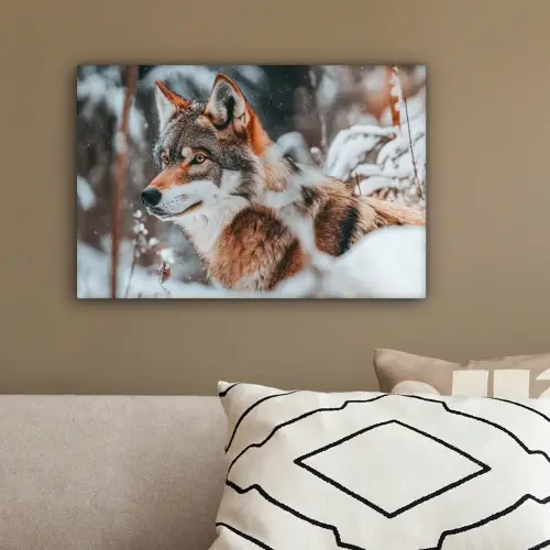 Wolf - Sneeuw - Winter - Dieren - Natuur - Sneeuw canvas 2cm klein -sfeer3