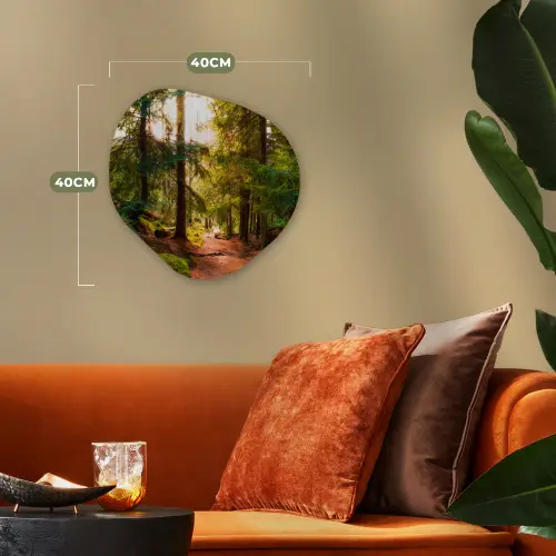 Bos - Pad - Bomen - Groen - Zon - Natuur Wandcirkel Organisch Forex 3mm klein -sfeer3