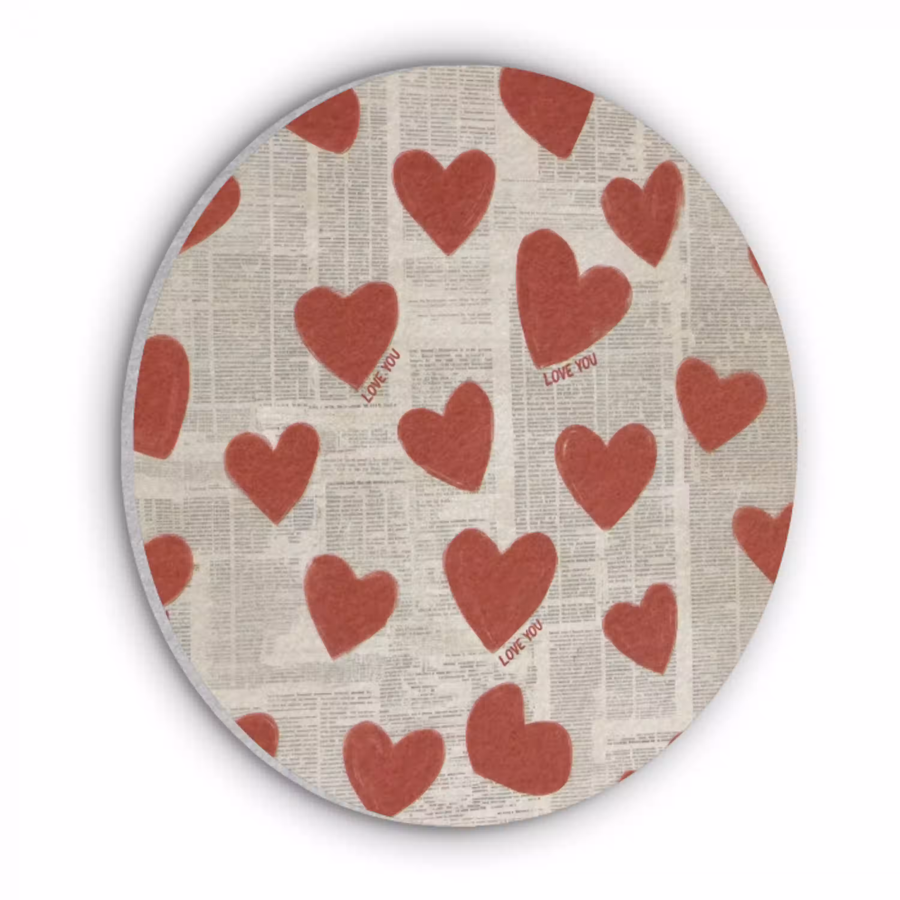 Hartjes - Krant - Loveyou Akoestische PET Vilt - Rond klein -3d