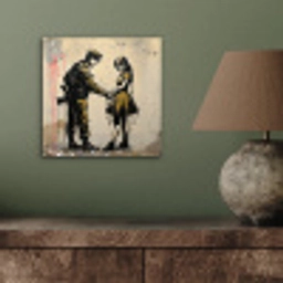 Soldaat - Meisje - Bruin - Graffiti aluminium wit klein -sfeer2