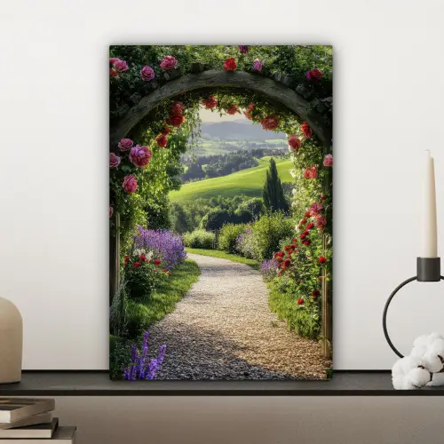 Doorkijk - Tuinboog - Bloemen - Natuur - Pad canvas 2cm klein -sfeer6