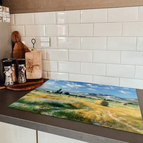 Landschap - Strobalen - Bergen - Wolken Inductie beschermer vinyl 3mm klein -sfeer3