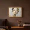 Sierlijk - Vrouw - Goud - Ogen Light Box met batterij (Wandlamp) middel -sfeer4