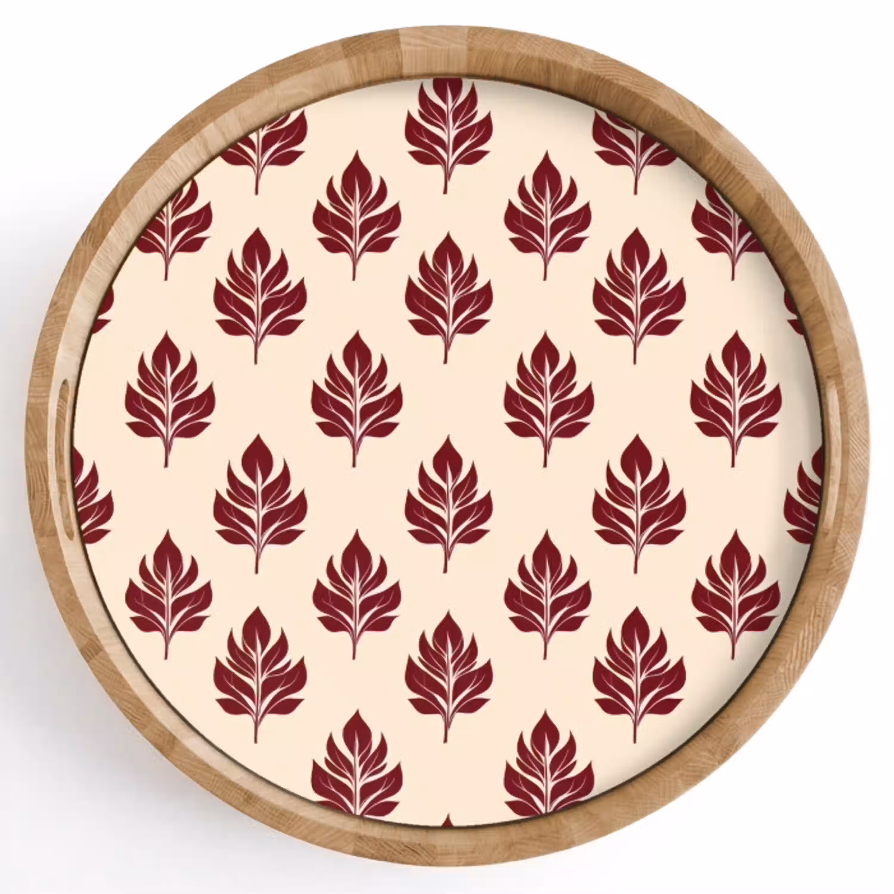 Botanisch - Patroon - Bordeaux Dienblad Rond middel 914 -z3d_shopping