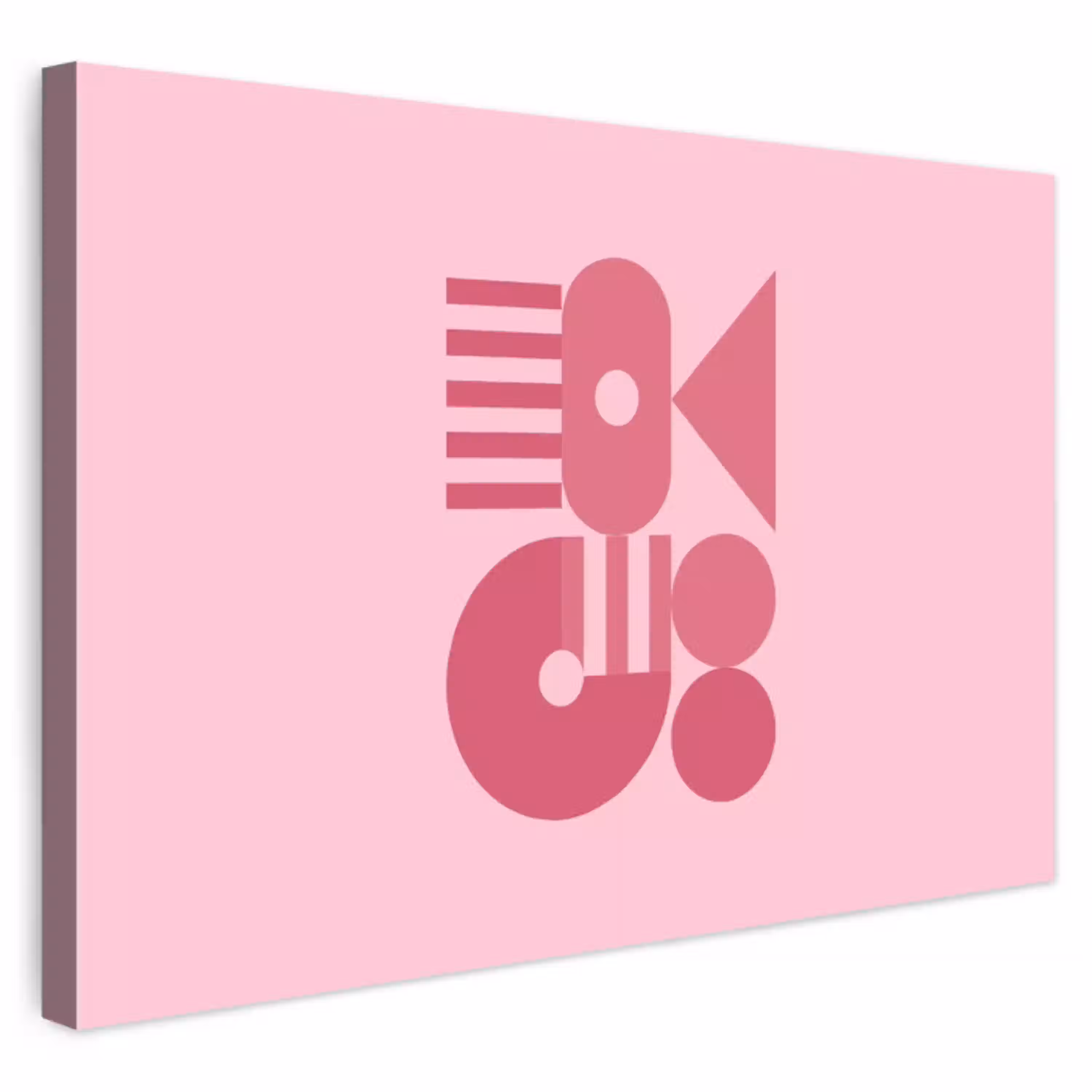 Abstract - Geometrisch - Vormen - Roze Tuinposter op houten frame 2 cm dik klein -3d