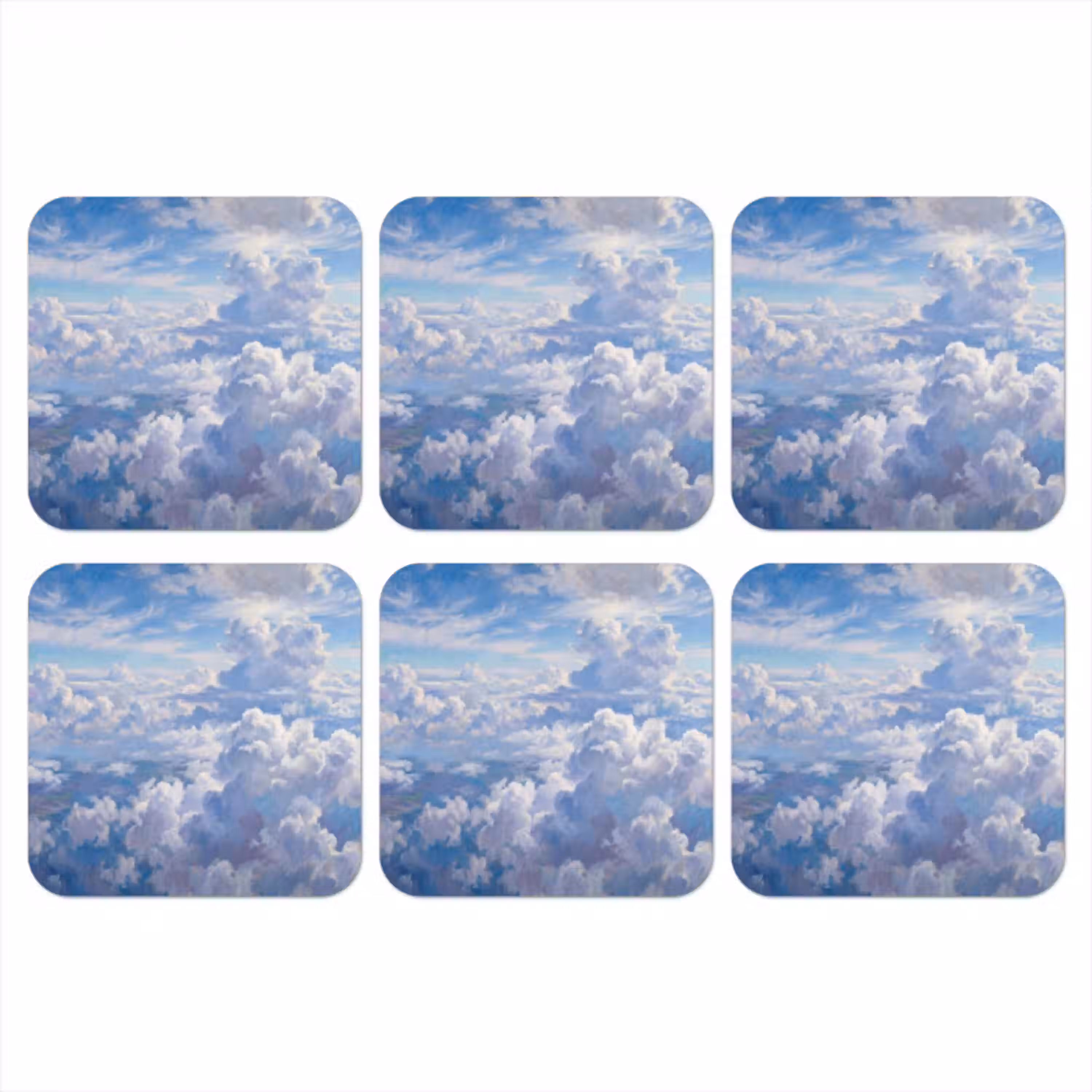 Wolken - Lucht - Natuur - Abstract - Blauw onderzetter kurk middel -3d