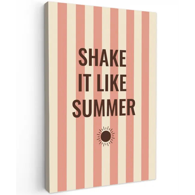 Zomer - Quote - Strepen Tuinposter op houten frame 2 cm dik klein -3d