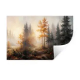 Bospad - Herfstbladeren - Natuur - Schilderachtig - Oranje Muursticker klein -3d