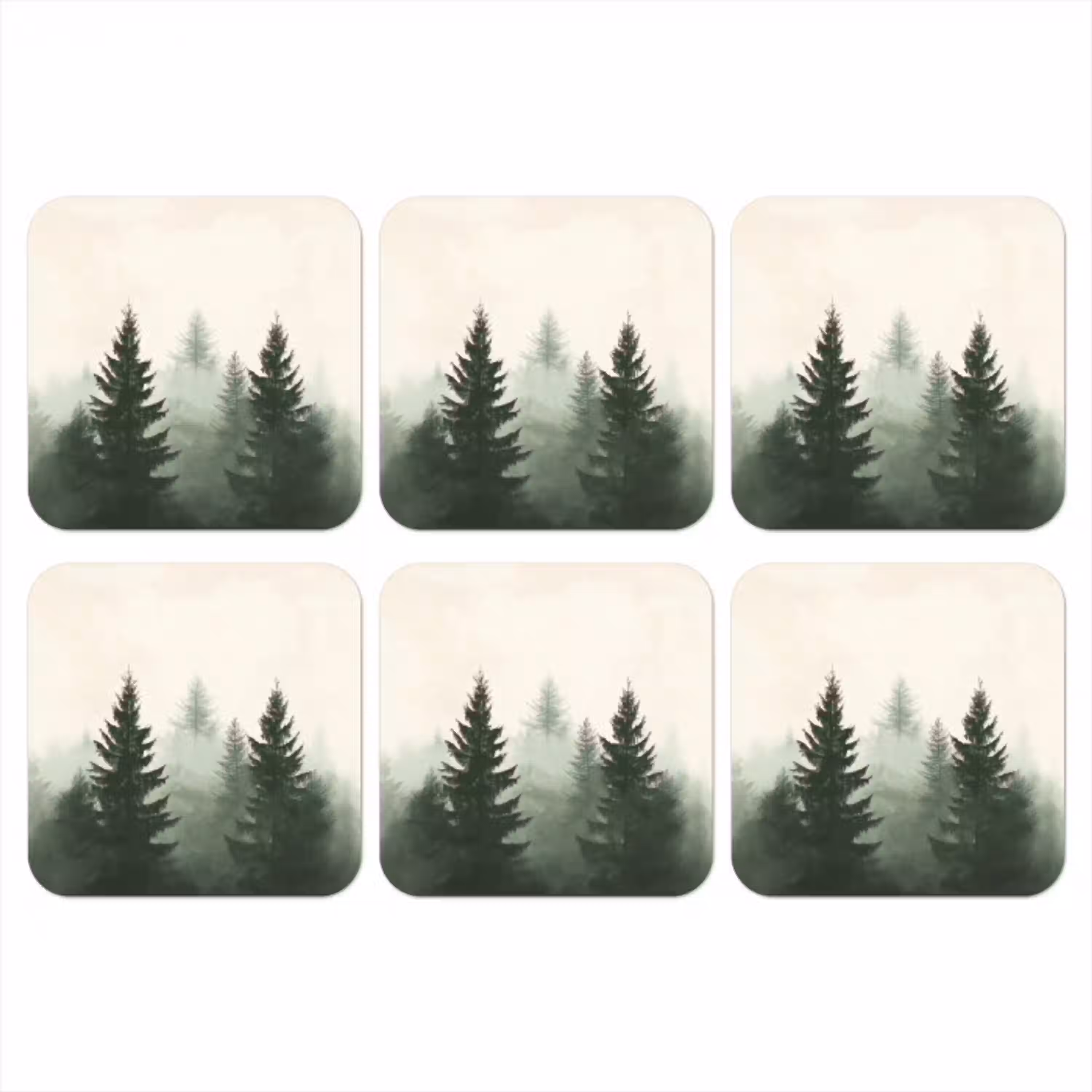 Sparren - Bomen - Groen - Beige onderzetter kurk middel -3d