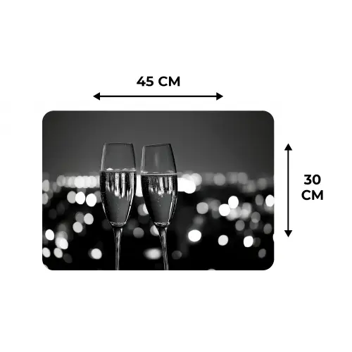 Bubbels - Proosten - Champagneglazen - Stadslichten Placemat vinyl groot -specs