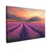 Lavendelveld - Zonsondergang - Paars Tuinposter op houten frame 2 cm dik klein -3d