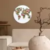 Wereldkaart - Kleurrijk - Bloemen - Lente Wandcirkel plexiglas klein -sfeer1