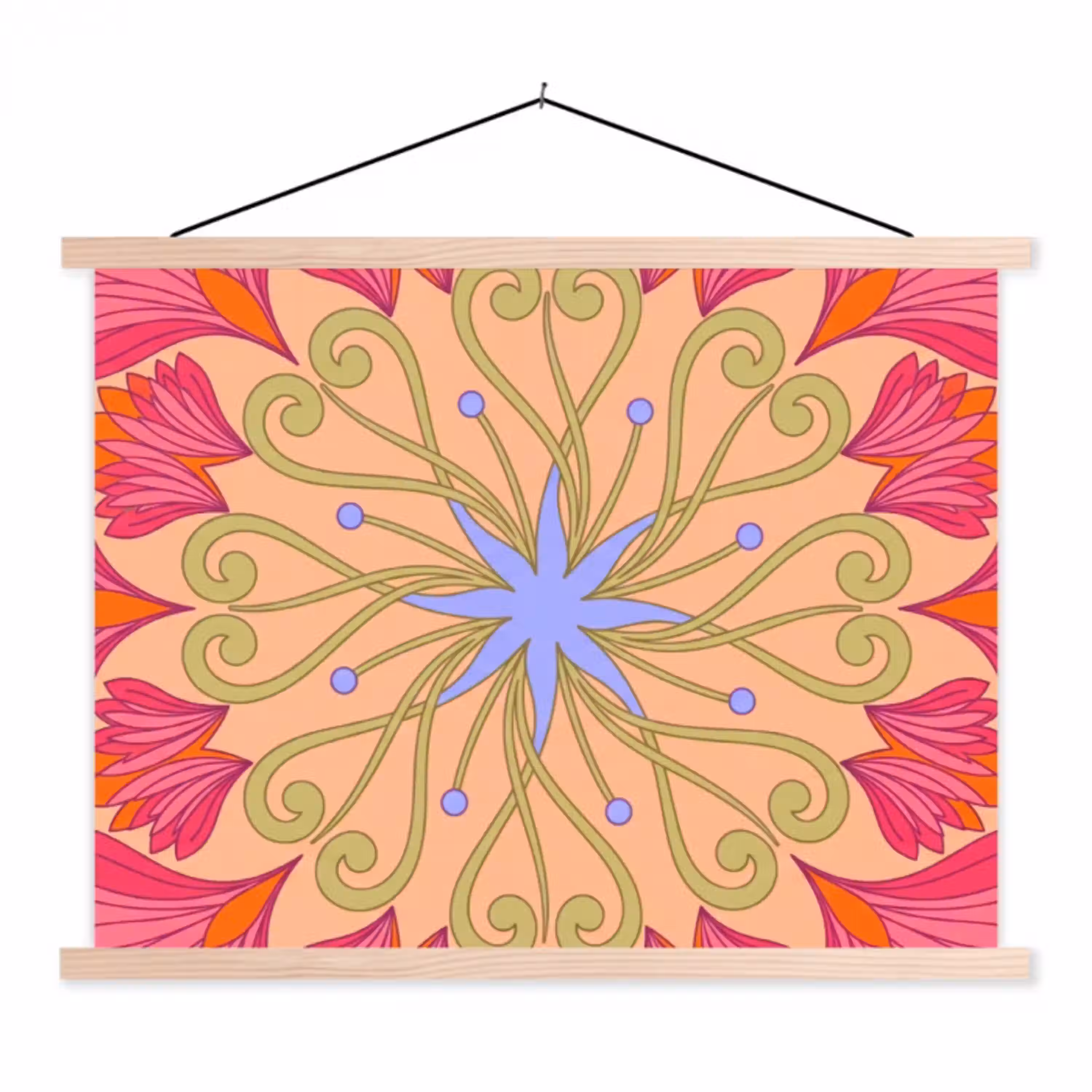 Bloemen - Patroon - Abstract - Roze - Decoratief textielposter latten blank klein -3d