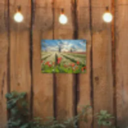 Windmolens en tulpenvelden bij zonsopgang tuinposter los doek klein -sfeer1