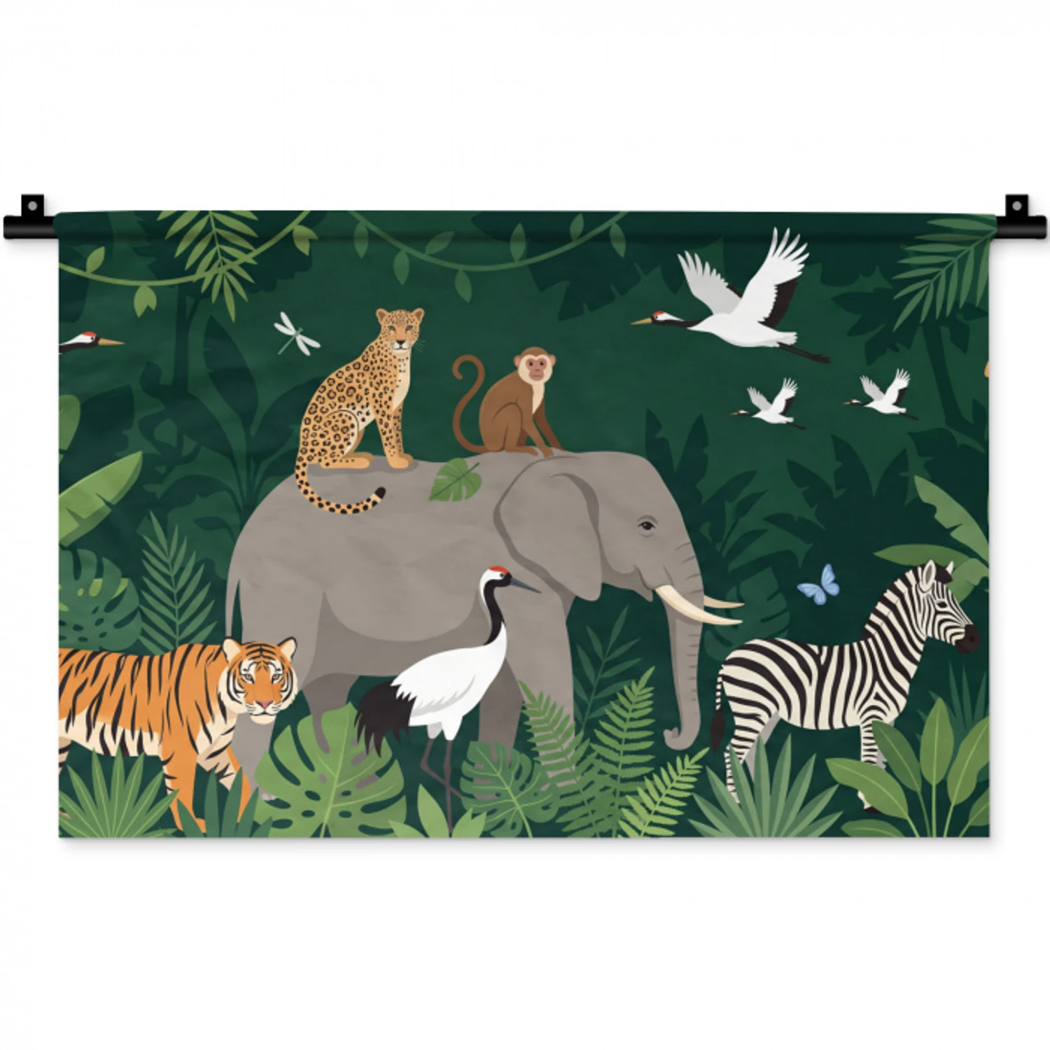 Tropisch - Jungle -  Groen Wandkleed katoen klein -zz3d