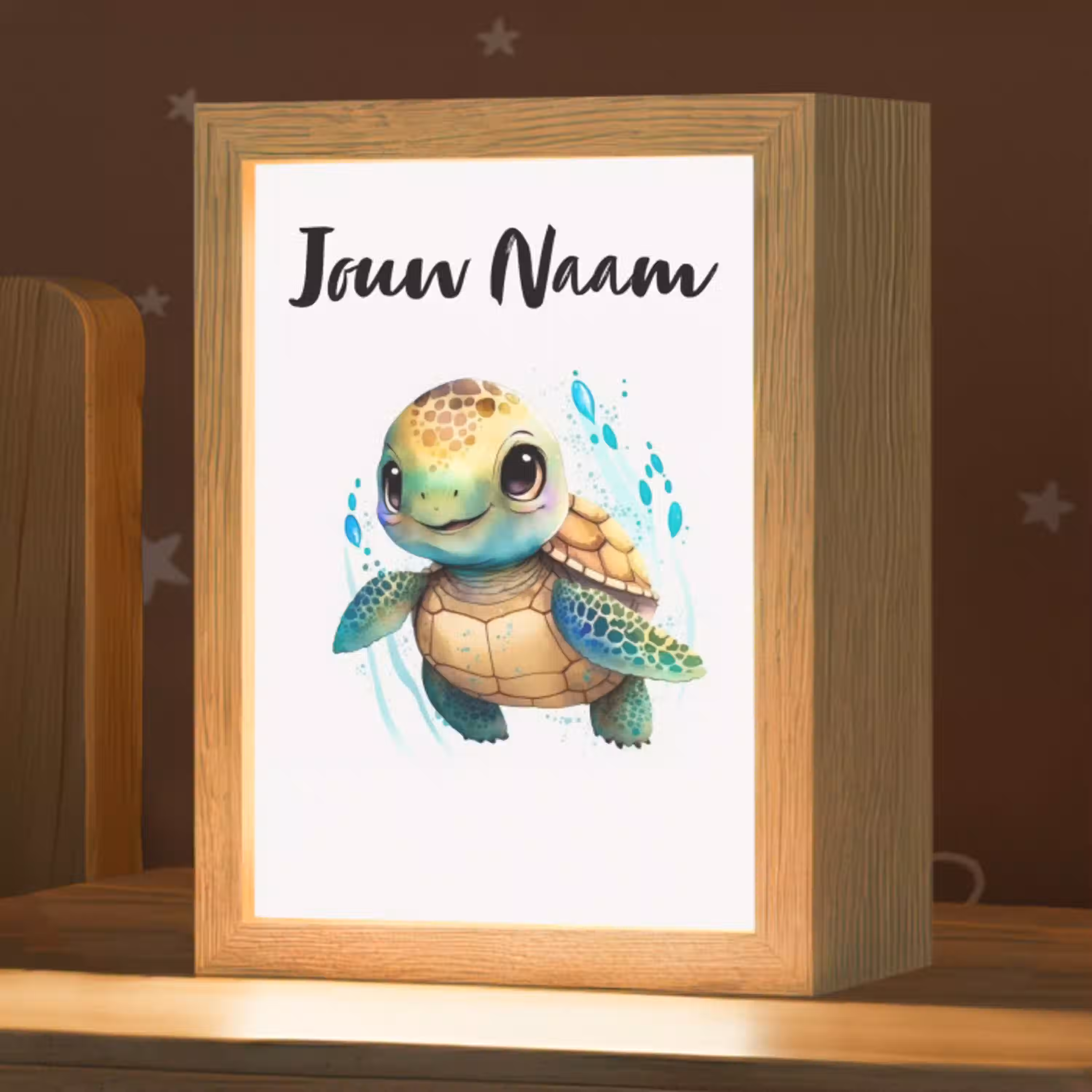 Schildpad - Waterverf - Kleuren - Dieren - Meisjes - Jongens Light Box met kabel (Kinderlampje) klein -zzz_3d_website