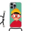 Jongen - Cartoon - Bril - Muts Hoesje iPhone 16 Pro Max met koord klein -3d