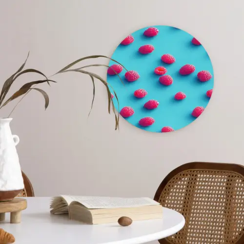 Blauw - Frambozen - Roze Wandcirkel kunststof plaat 5mm dik klein 188 -sfeer4