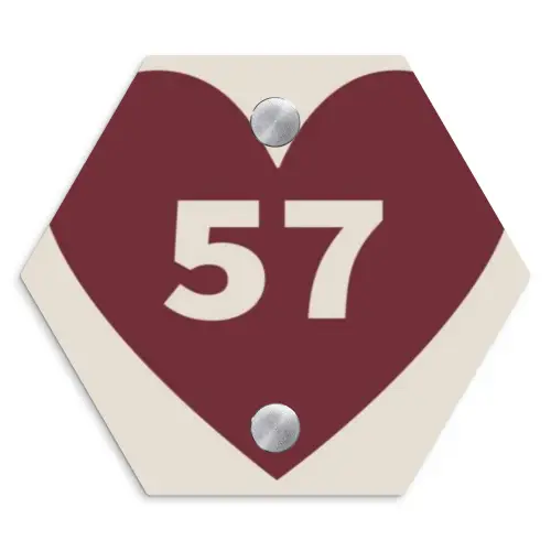 Rood hart - Traditioneel Naambord Hexagon klein -3d