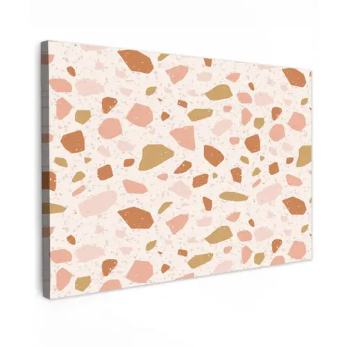 Terrazzo -  Patroon - Kleurrijk - Zalm Tuinposter op houten frame 2 cm dik klein 845 -3d
