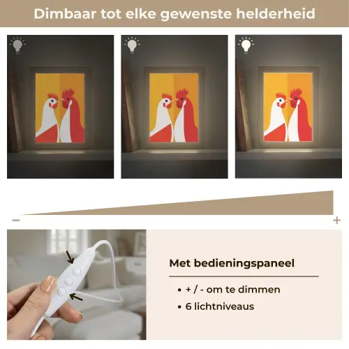 Kippen - Oranje - Vlakken Light Box met kabel (Tafellamp) klein -USP_dimbaarNL