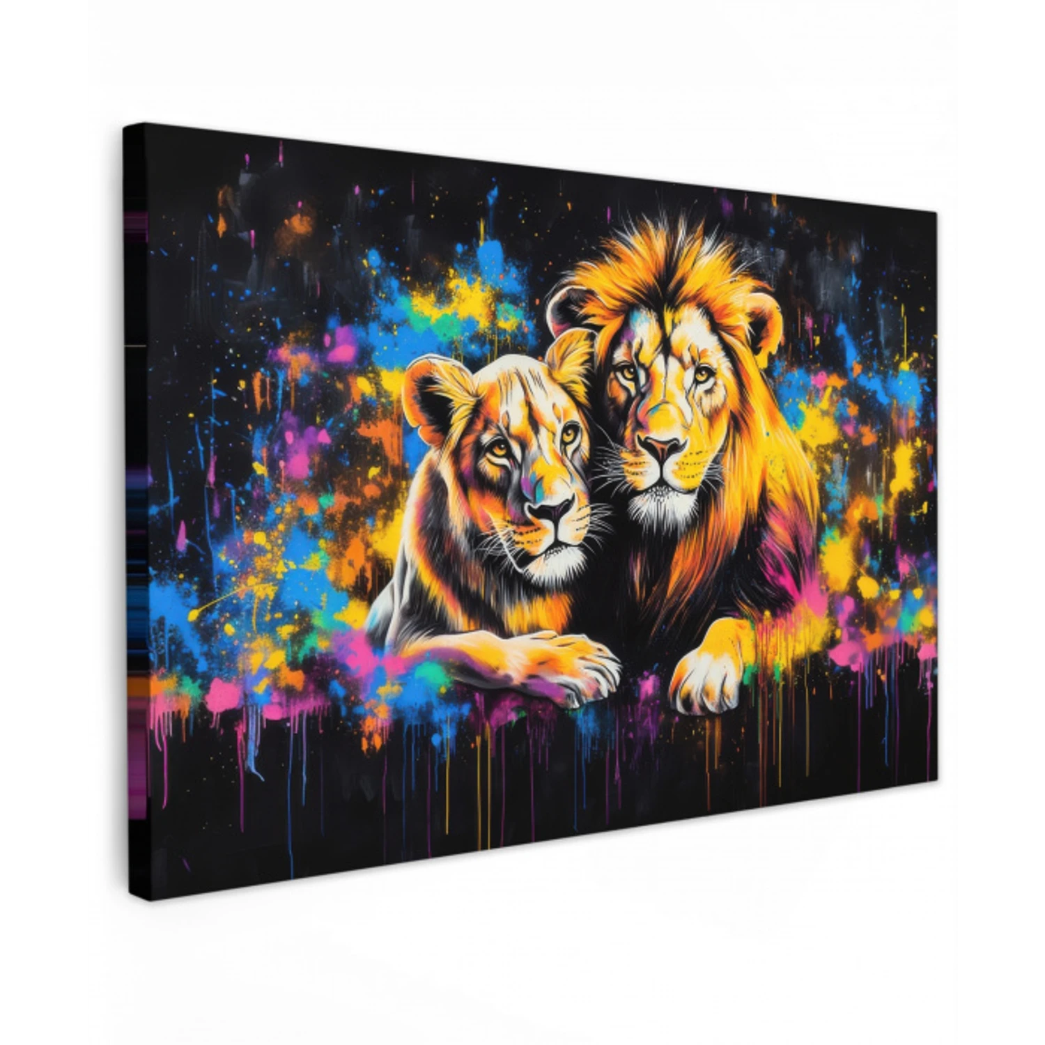 Leeuwen - Schilderij - Kleuren canvas 2cm klein -z3d