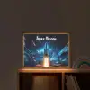 Raket - Ruimte - Blauw - Licht Light Box met batterij (Wandlamp kind) middel -sfeer1_kind