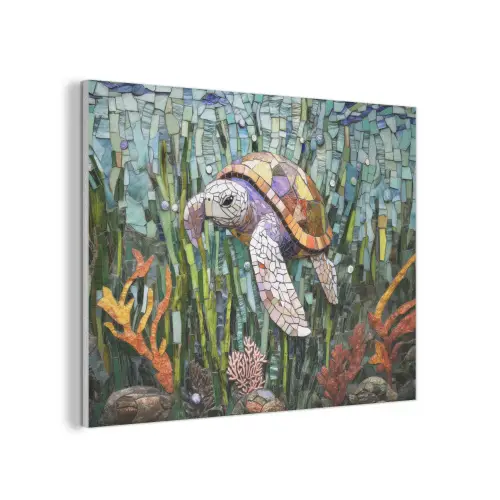 Schildpad - Zeewier - Mozaïek PET vilt klein -3d